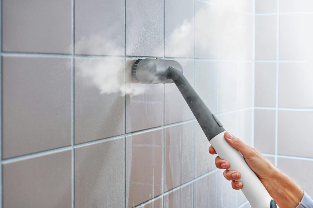 Wall cleaning with steambrush