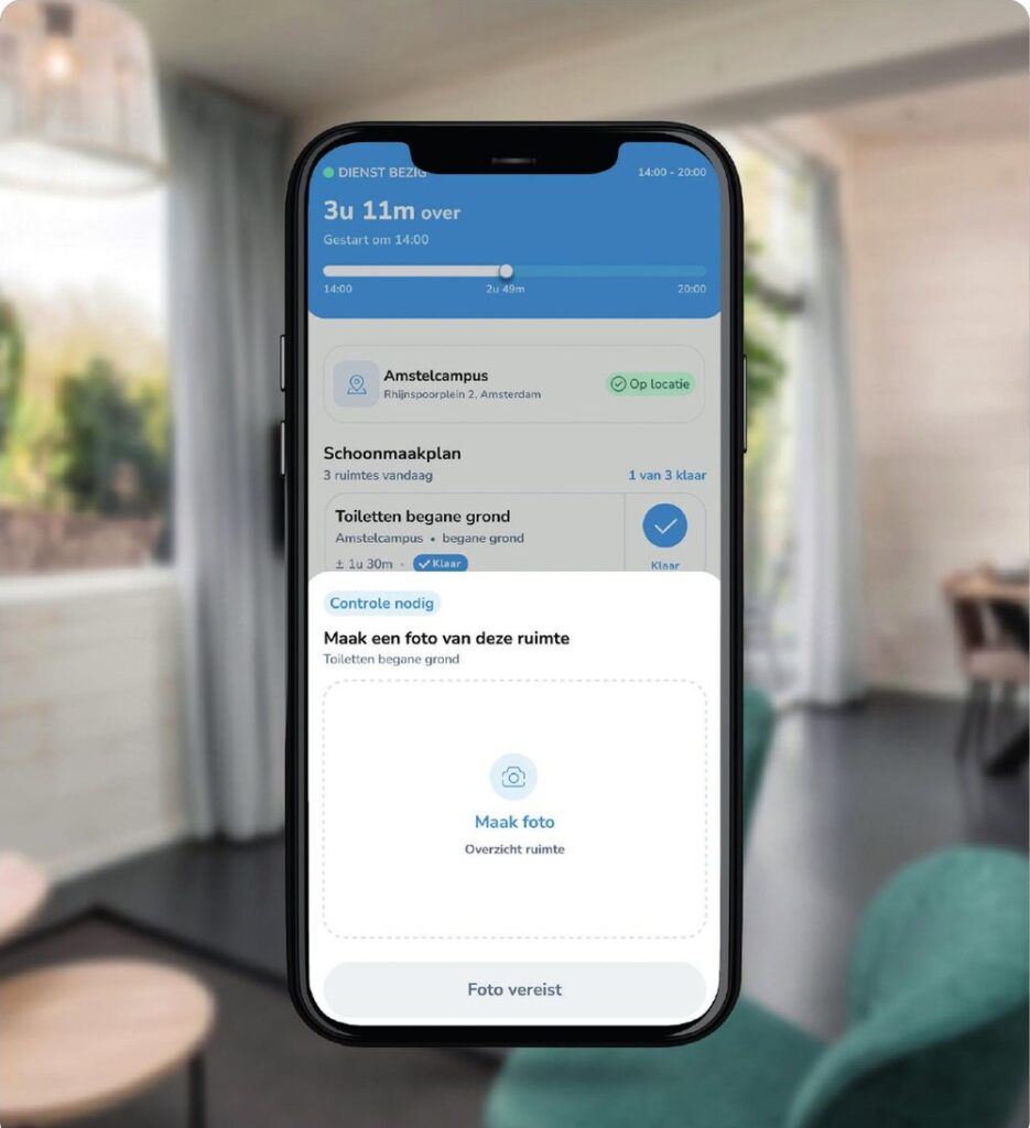 CleanOnes-app met GPS-registratie en foto-kwaliteitscontrole tijdens een schoonmaakdienst